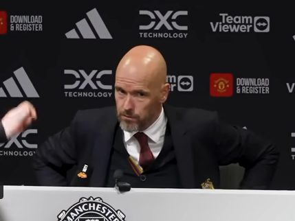 Erik Ten Hag speaks after his United`s 4-2 Premier League win over Sheffield United at Old Trafford